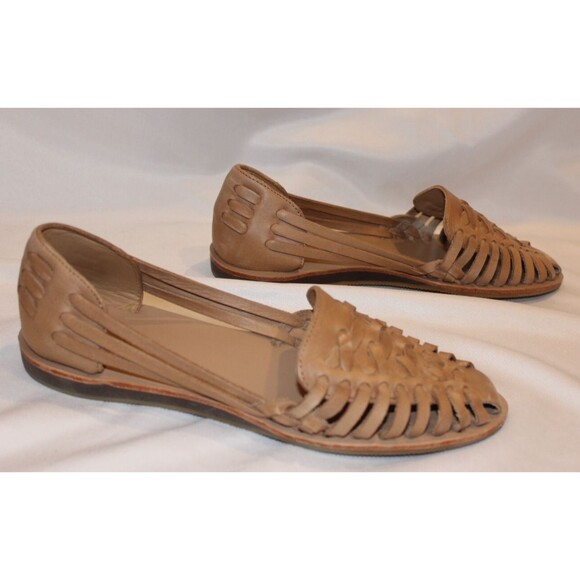 Nisolo Leather Sandal Huarache Women\'s Almond NWOB $138